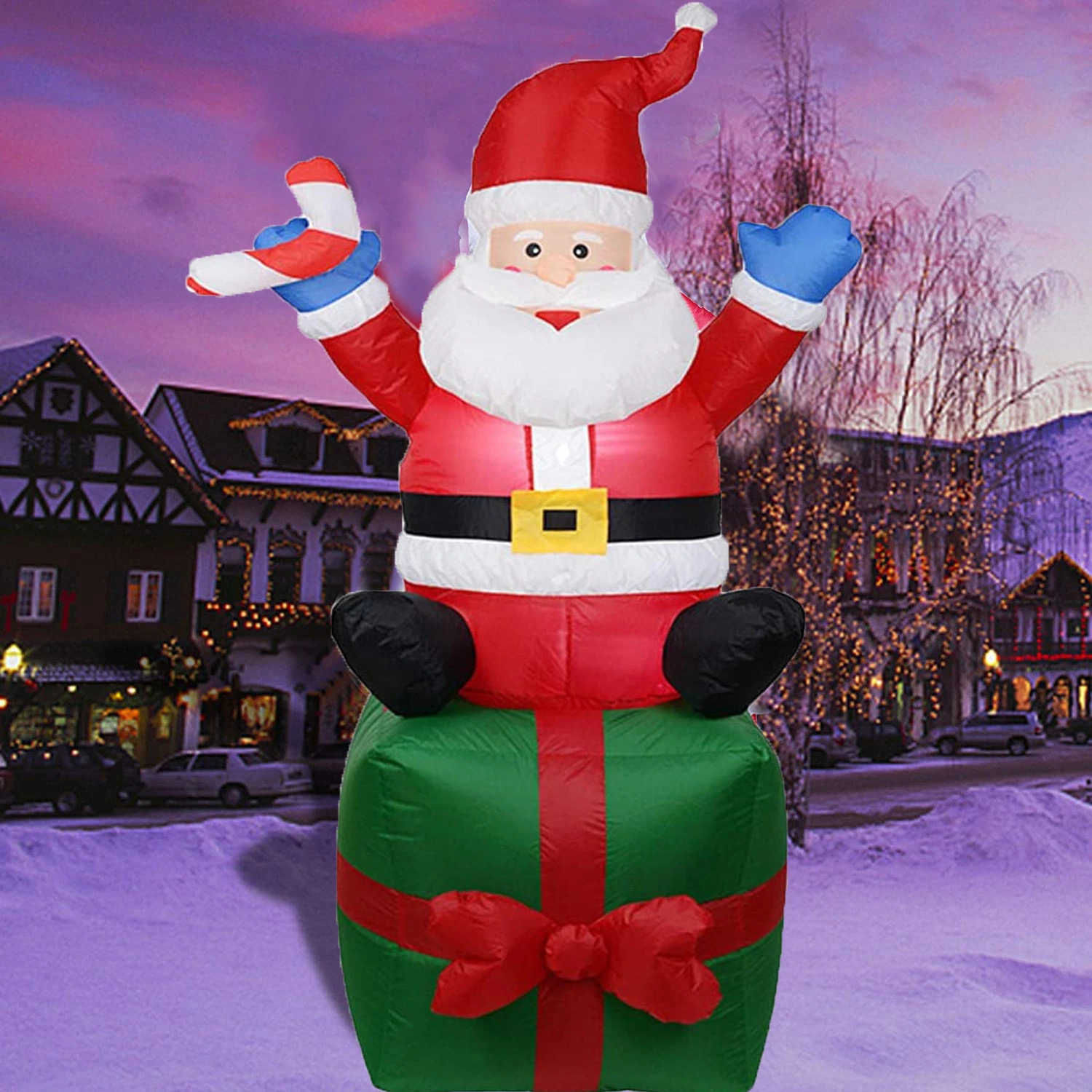 1.8-Meter Inflatable Santa Claus, Gift Bag, LED Luminous Gas Model, Christmas Inflatable, Decoration, Balloon, Inflatable Mold