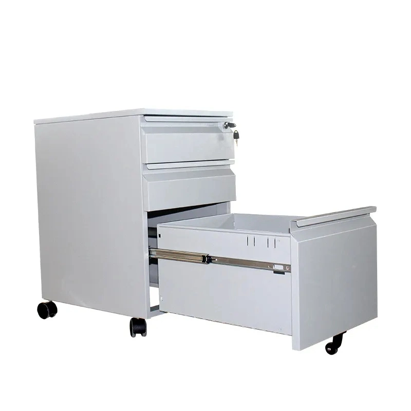 Modern Steel Filing Storage with Wheel Movebale Metal File Cabinet with 3 Drawers for Office Use