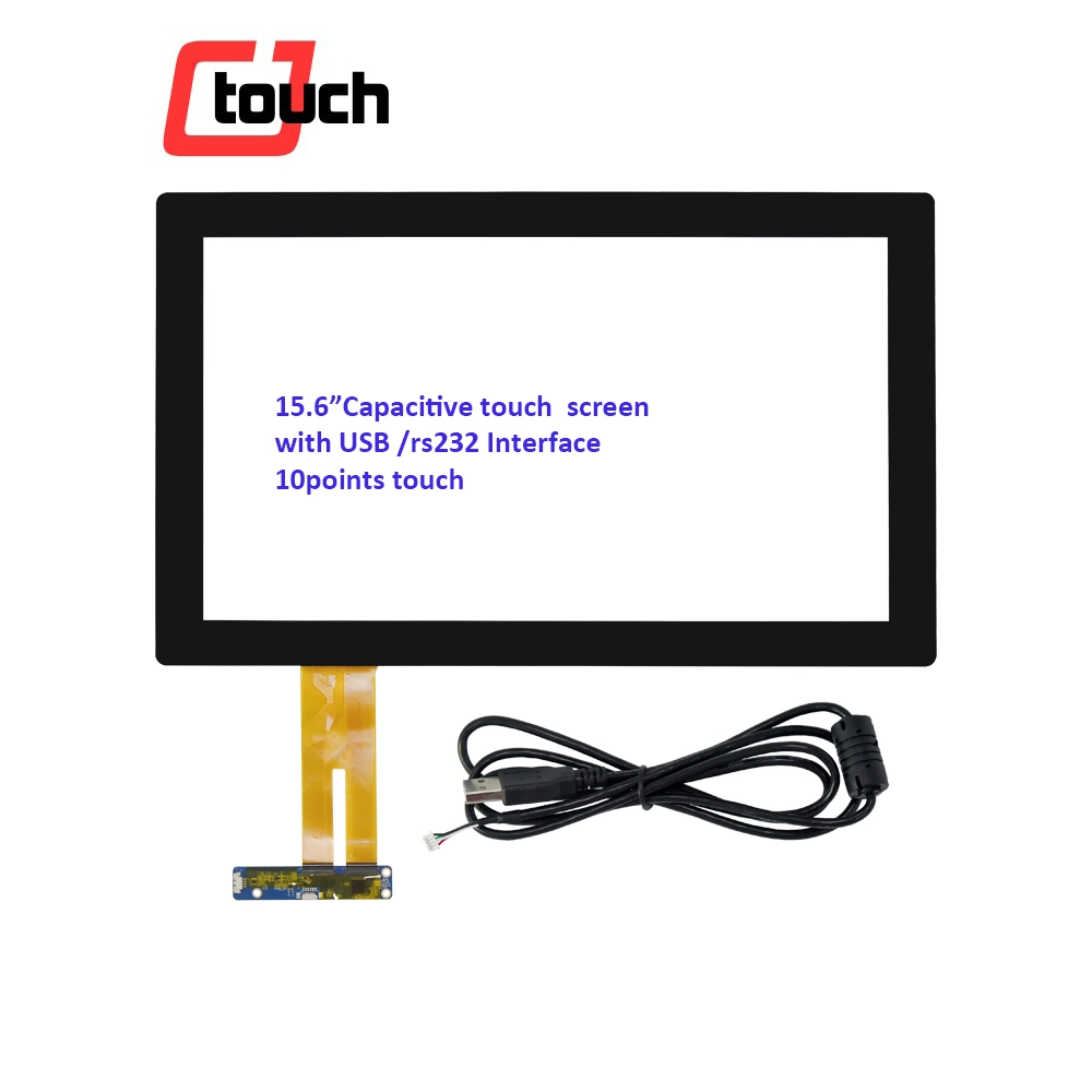 Projecção Ecrã Táctil capacitivo filmes em painel LCD de 15.6" e 15.6 polegadas Kit de sobreposição à prova de água para PC industrial, vidro temperado USB PCAP