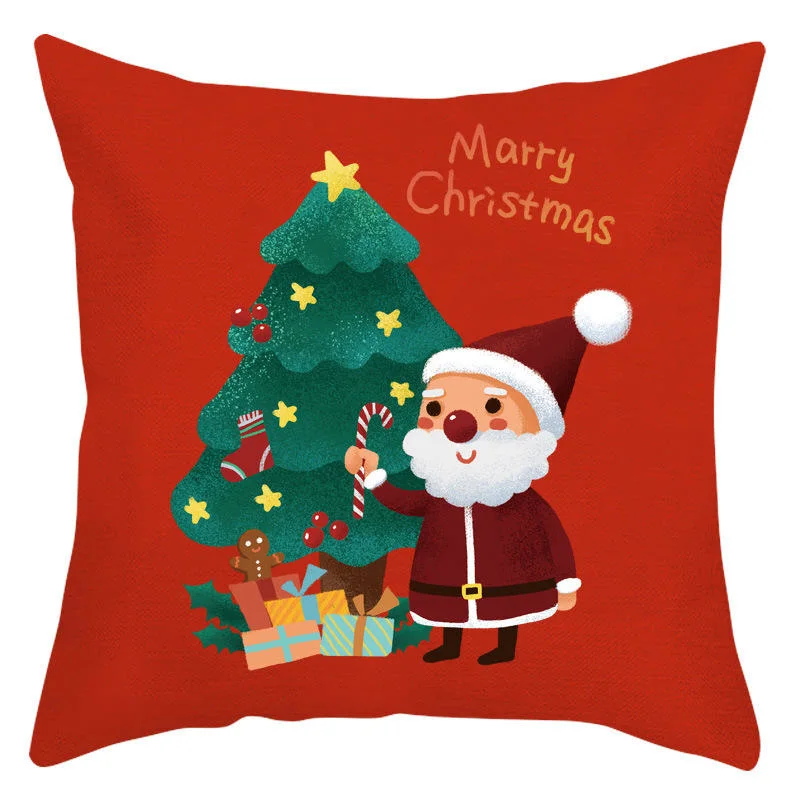 Top Selling Santa Claus Printing Velvet Cushion Cover Living Room Bedroom Car Hotel Christmas Cushion Cover