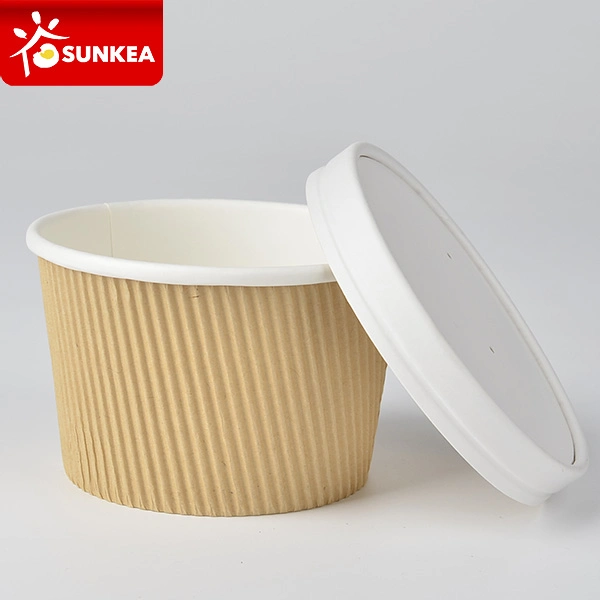 Kundenspezifischer Druck Logo Wellpappe Papiersuppe Cup Papierdeckel