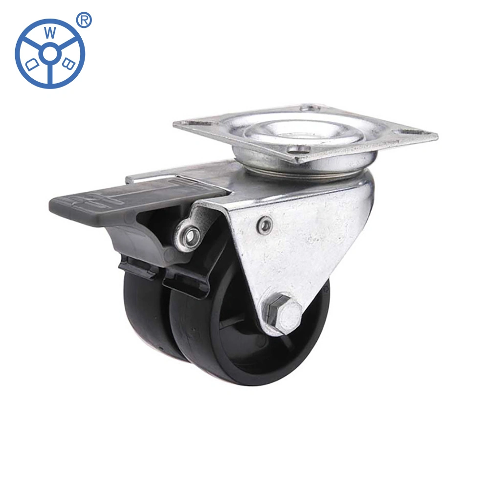 Light Duty Office Chair Desk Caster Wheel PP Material Industrial Caster Twin Double Wheel Brake Swivel