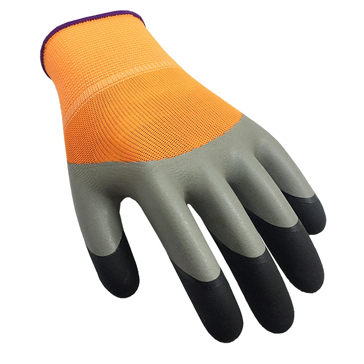 Seamless Polyester Finger Double Dipped Latex Foam Coating Work Gloves