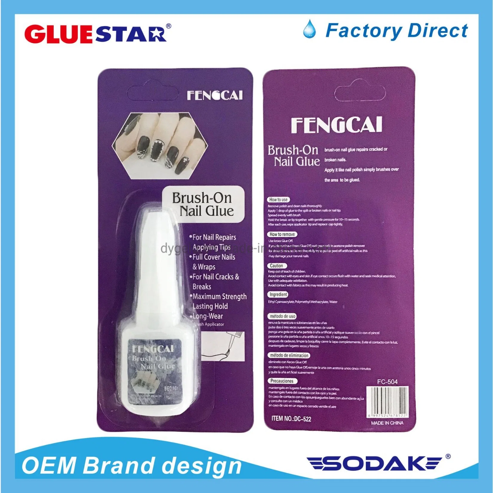 Fake Soft Nails Tips Press on Acrylic Nails UV Gel Nail Glue