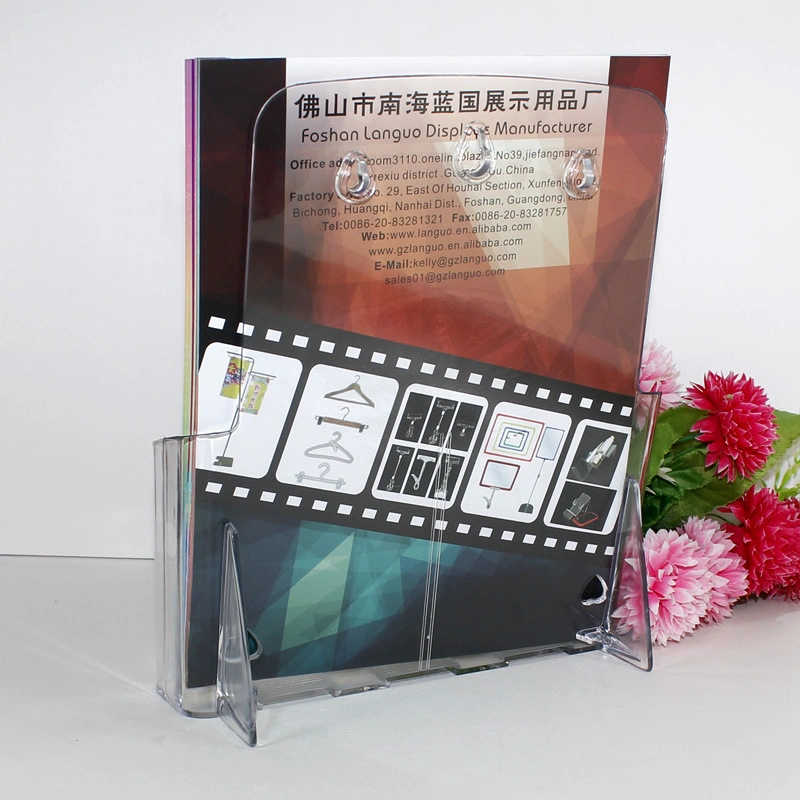 A4 Plastic Tabletop Brochure Holder Wall Mounted Sign Display Stand