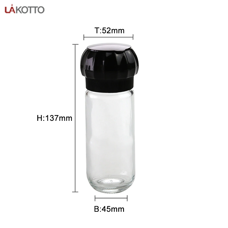 Wholesale/Supplier 100ml Glass Spice Bottle Salt Spice Mill with Manual Plastic Pepper Grinder Lid