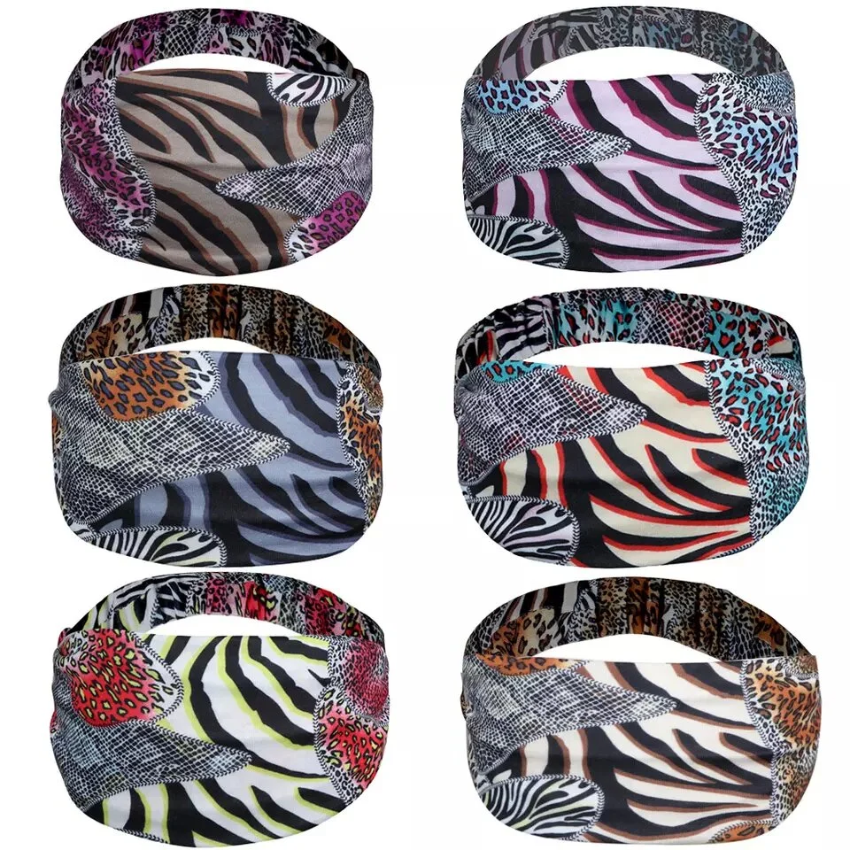 Europe and United States Fashion Sports Hairband Yoga Bundle Sweat-Absorbing Headband New Ladies Wide-Brimmed Printed Headwear