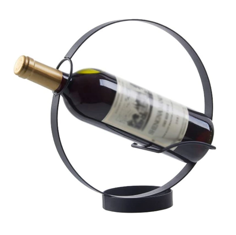 10% off Wholesale Modern Black Round Tablet Decorative Iron Steel Storage Wine Display Stand Rack Display Wine Bottle Holder