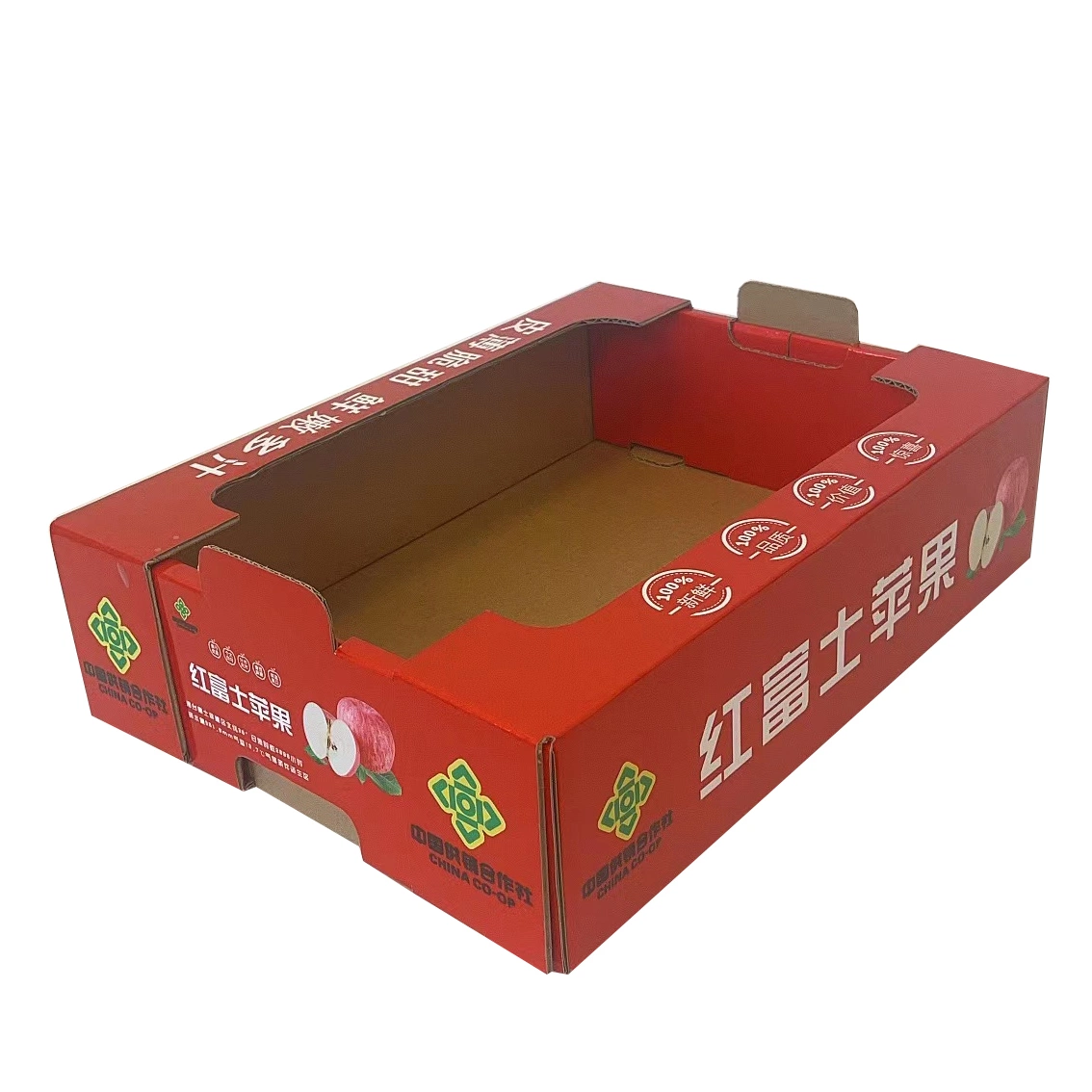 Store PDQ Tray Cardboard Packaging Red Apple Display Box for Retail