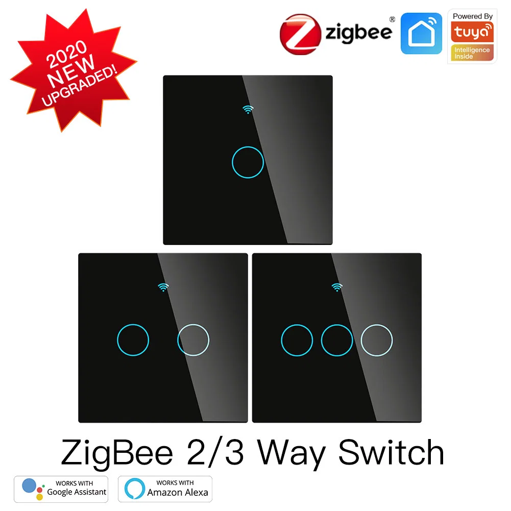 Zigbee 3.0 Tuya Smartlife APP Smart Touch Wall Switch Light Switches Support Google Home Alexa UK EU Standard