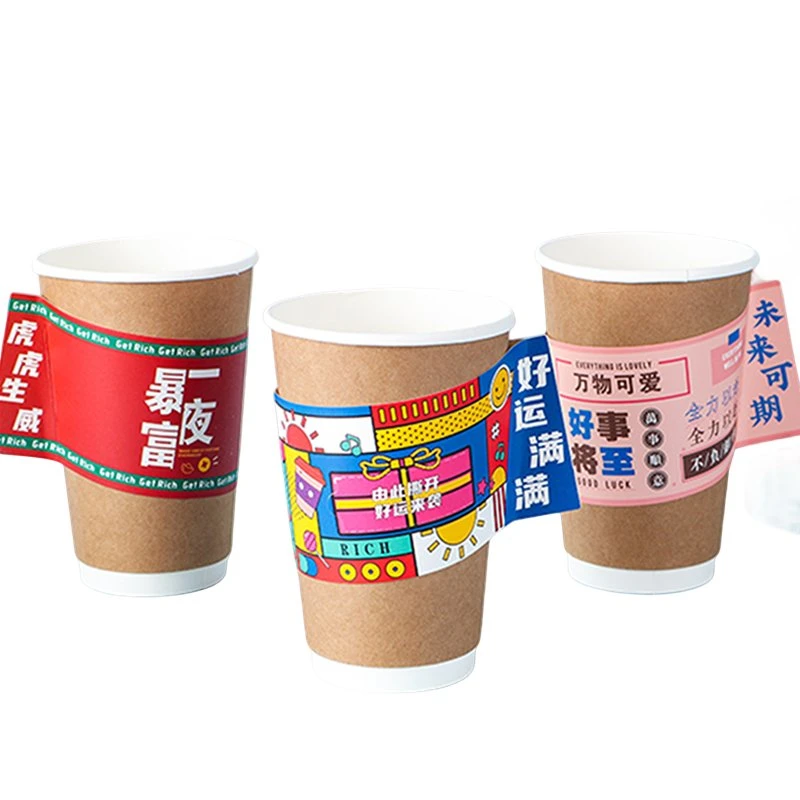 Biodegradable Disposable Corrugated Paper Coffee Cup Cover Cardboard Paper Card Cover for Juice