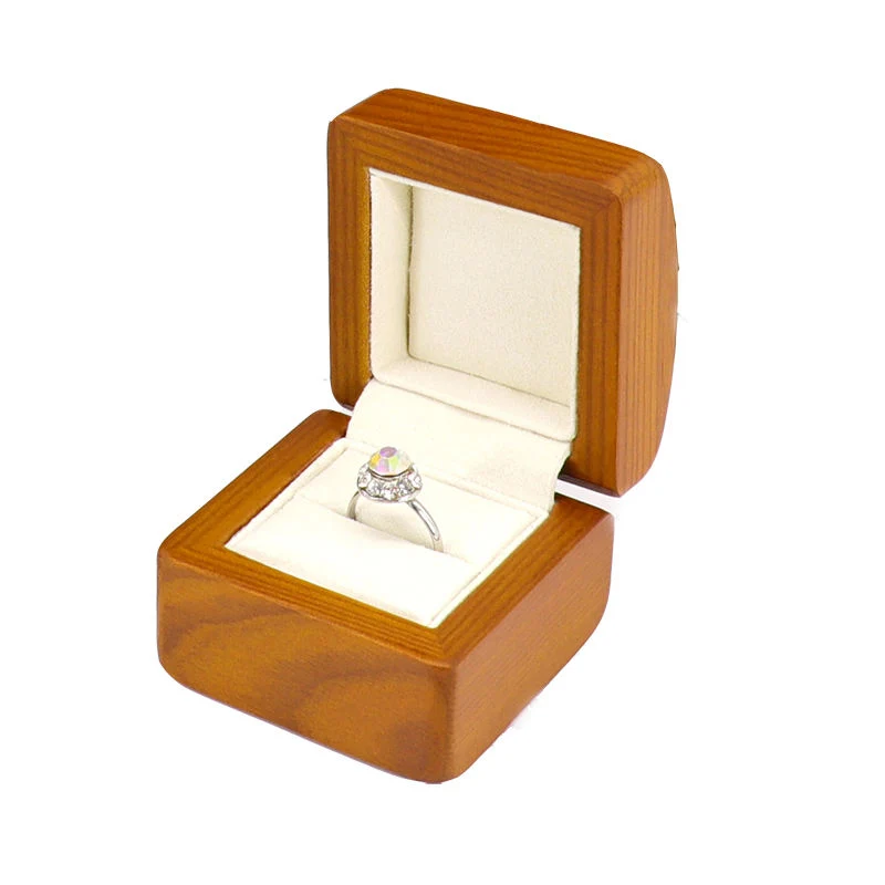 Square Wood Ring Box Packaging Walnut Luxury Gift Ring Case Mini Boxing Ring Storage Box