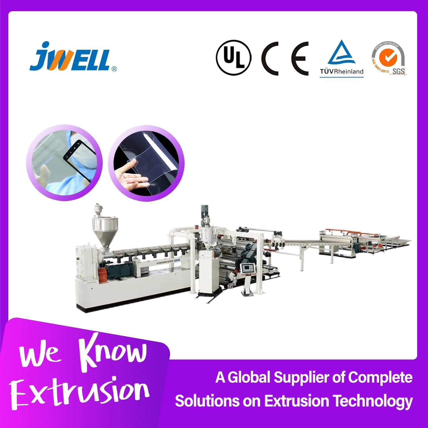 Jwell Plastic LED Light Panels PC Optic Sheet Extrusion Line