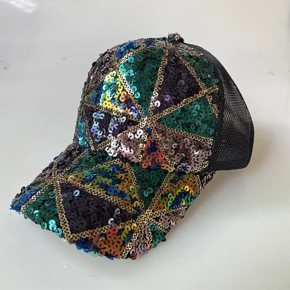 Fashion brillant couleur sequins Baseball Cap Printemps été respirant filet Casquettes hommes femmes extérieur Wyz20817