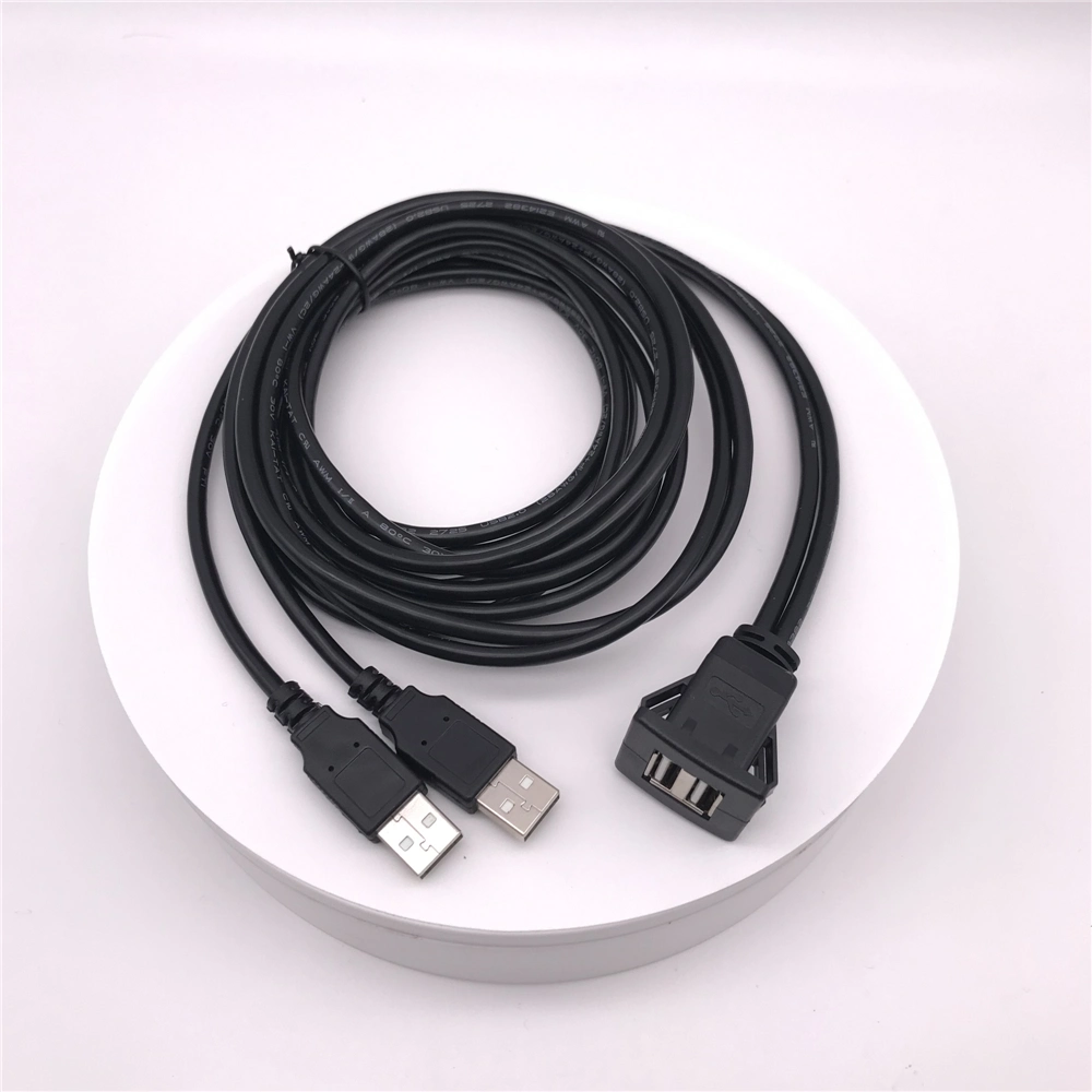 Double USB Male to Female Cable Car Mount Flush Extension Cable