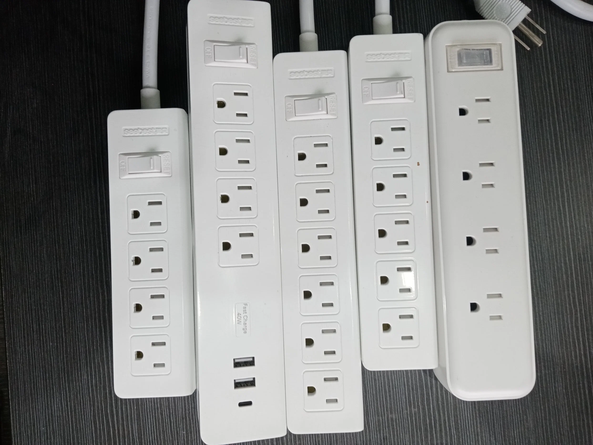 Four Way Outlet Power Strip15A Master Switch Multiple Extension Socket
