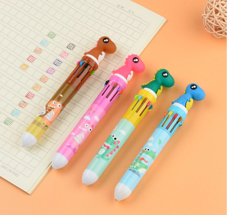 Dessin animé dix couleurs Ballpoint Pen Cute Student Creative papeterie Multi-Function Handbook Marqueur stylo bille multi-couleurs Press-action