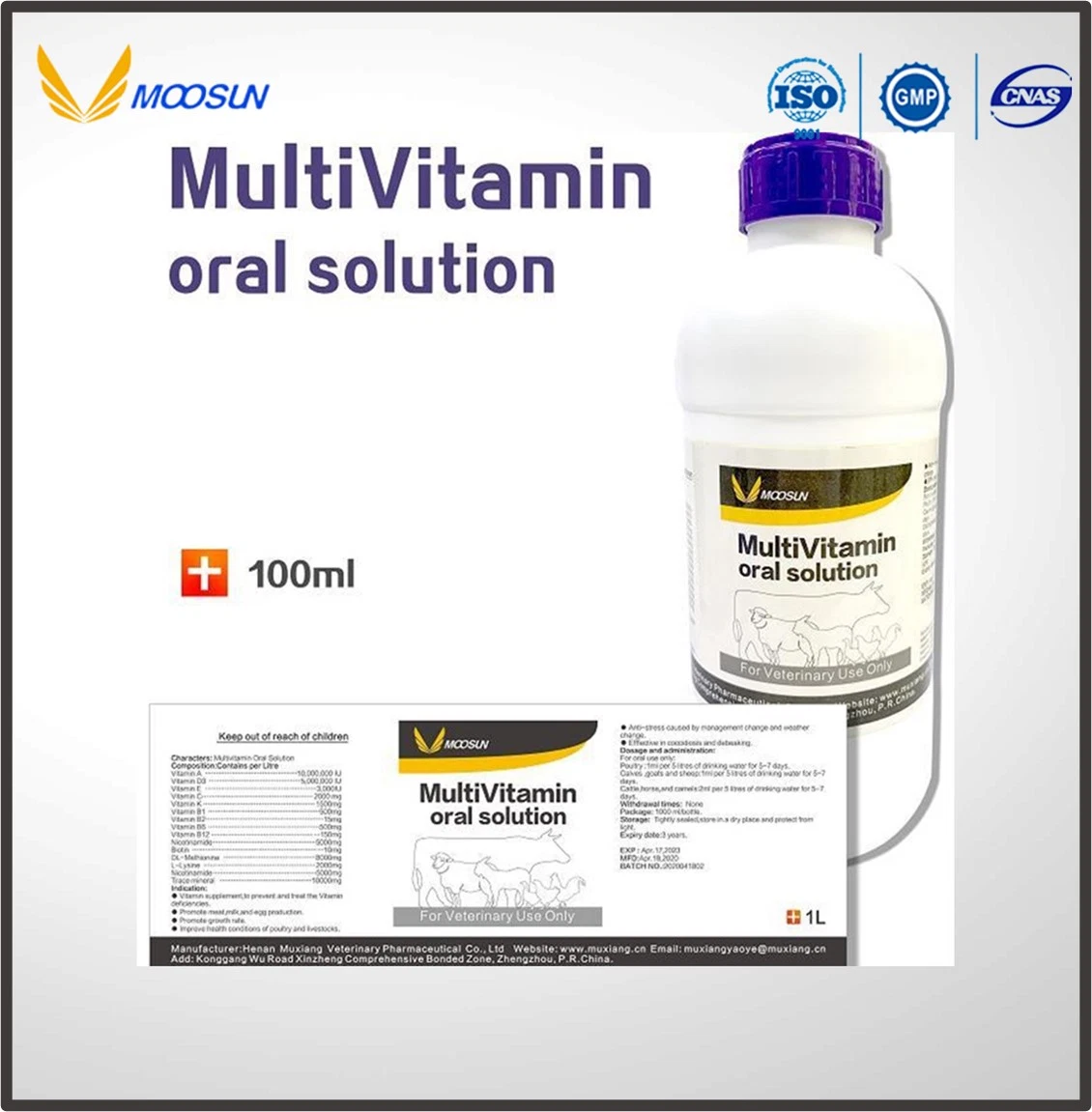 Veterinary Medicine Multi-Vitamin Oral Solution for Animal Use