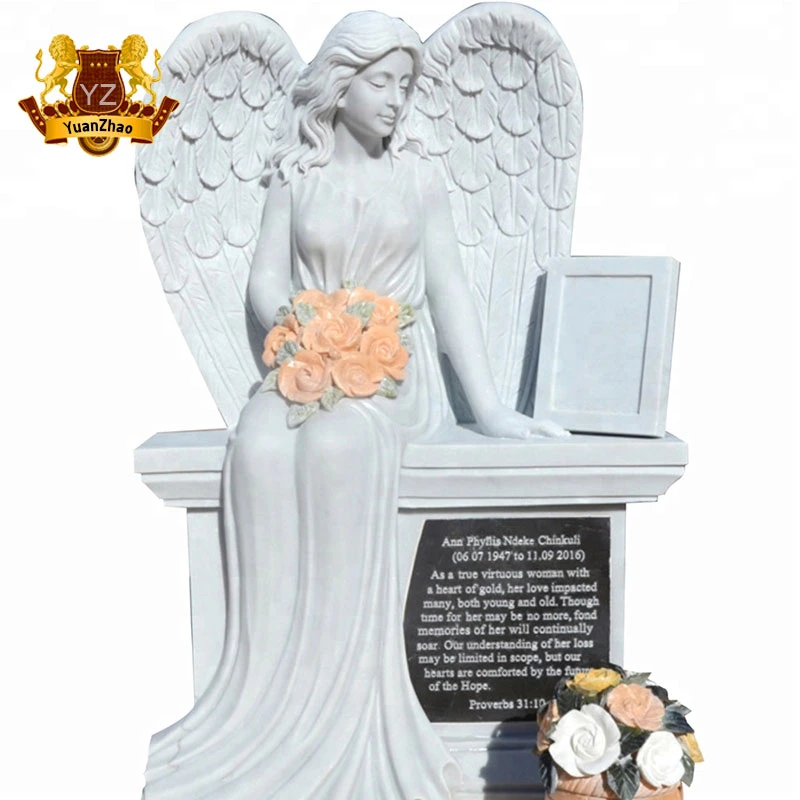 OEM Western Cemetery Monument Hand Carving Tombstone Angel Sculpture