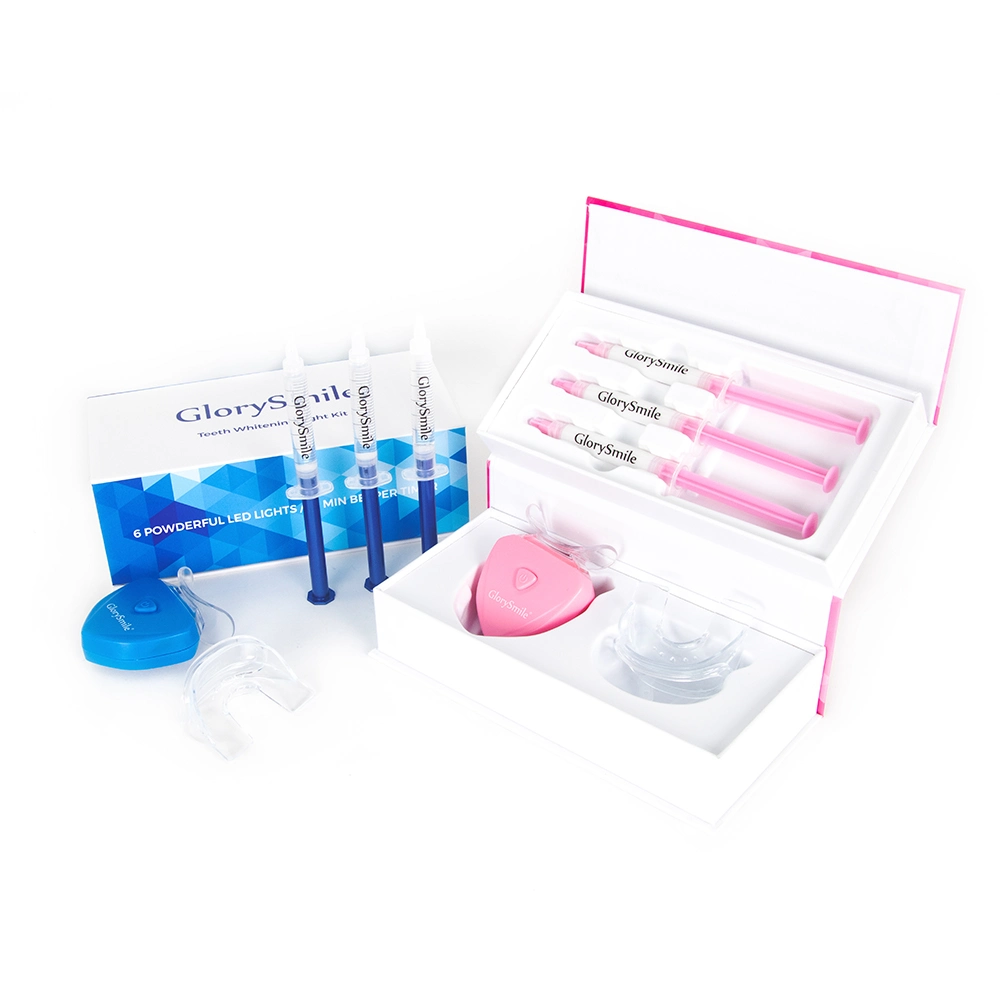 Luz LED azul Glorysmile Mini dispositivo blanco Inicio Sistema de Kit de blanqueamiento dental Blanqueamiento Gel Carbomer