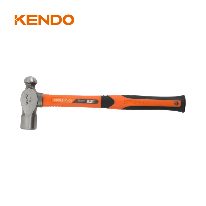 Kendo Fiberglass Handle Ball Pein Hammer with Ergonomic Fiberglass Handle with Lanyard Hole