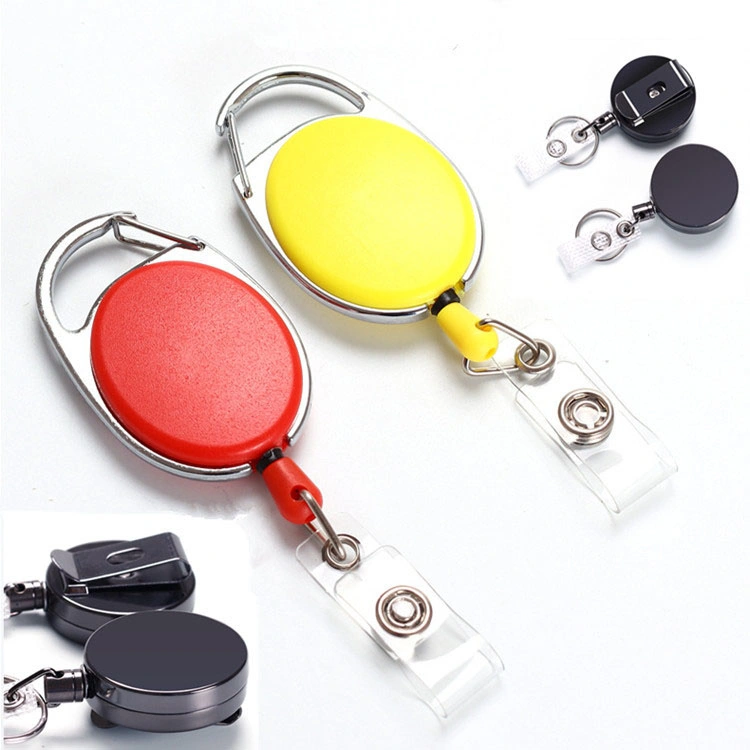 Muestra gratuita de alta calidad ABS plástico / Metal Retractable Bag Retractable Reel, Nombre ID Card Holder Reel con logotipo de impresión para regalos de recuerdo