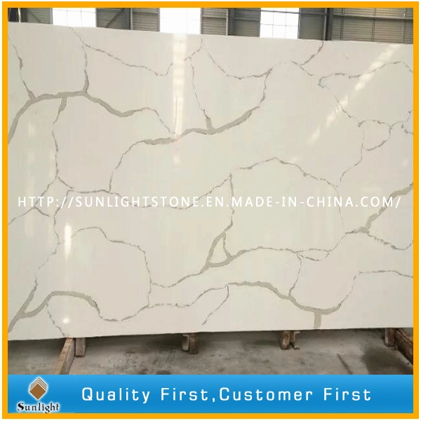Polished Calaccatta White Artificial Stone Quartz for Countertops, Wall Tiles
