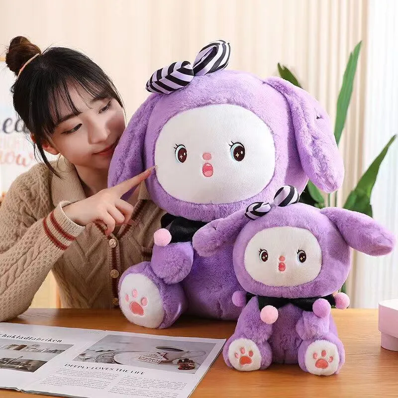 Super Mignon Lapin Magique Poupée Lapin Violet Jouet en Peluche Oreiller de Sommeil Mignon Cadeau d'Anniversaire