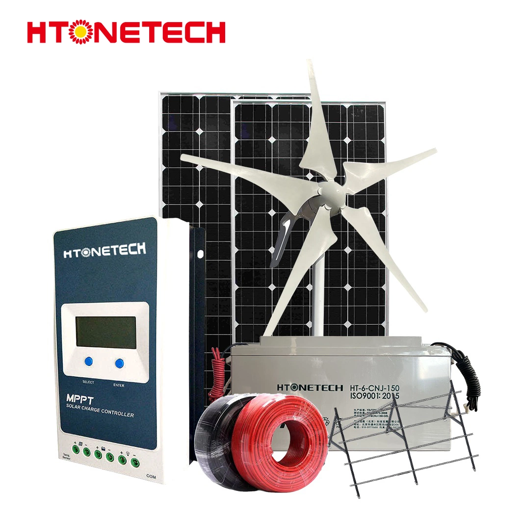 Htonetech monokristalline 24V 320W Solarpanel Hersteller Outdoor Solar Power System 1000W China Windstromversorgung des Netzsystems mit Kompakte Windenergieanlage