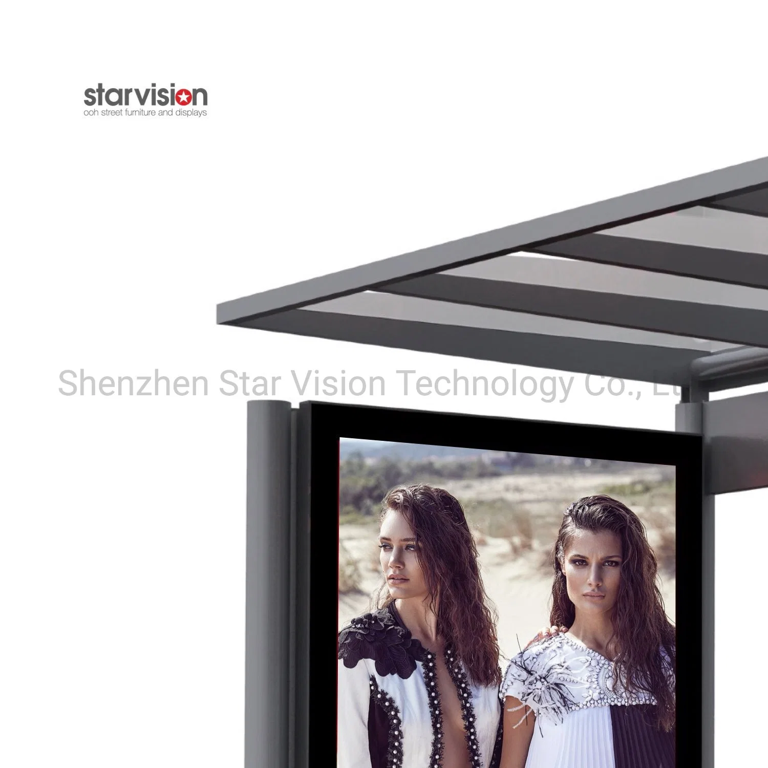 Morden Design Passenger Waiting Bus Stop Shelter with Outdoor LCD Screen Display