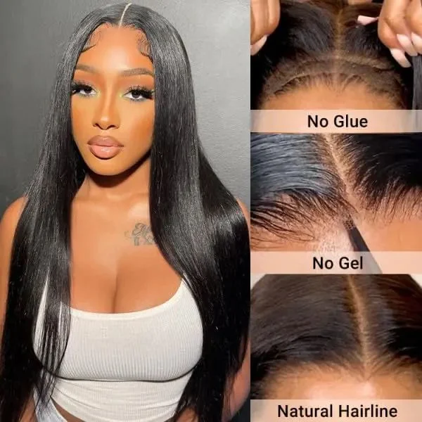 No Glue 4X6 Lace Pre Cut Human Hair Wigs Transparent Lace Closure Wigs Wear Go Glueless Brazilian Straight Lace Wig for Women