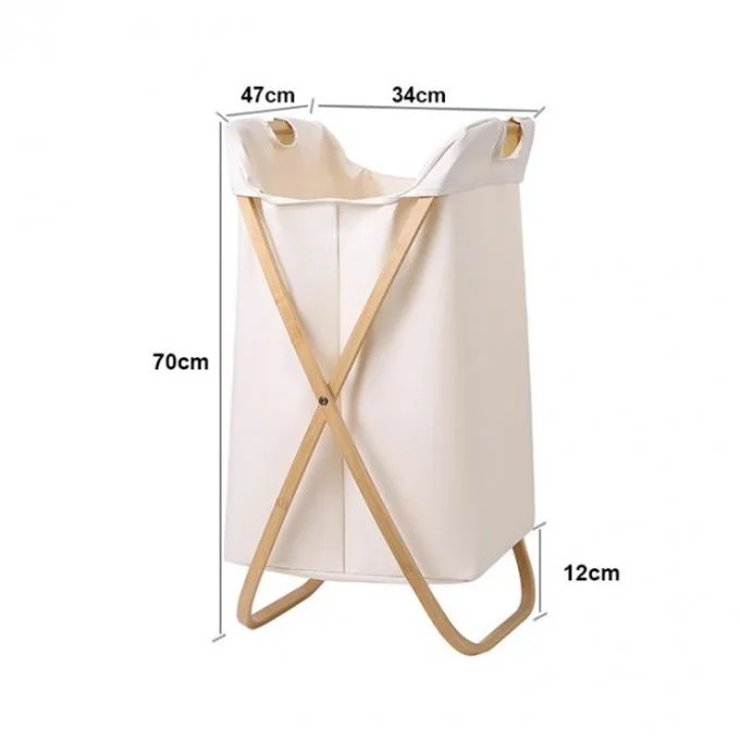 Household Essentials OEM Bamboo Laundry Hamper Basket Collapsible X Frame