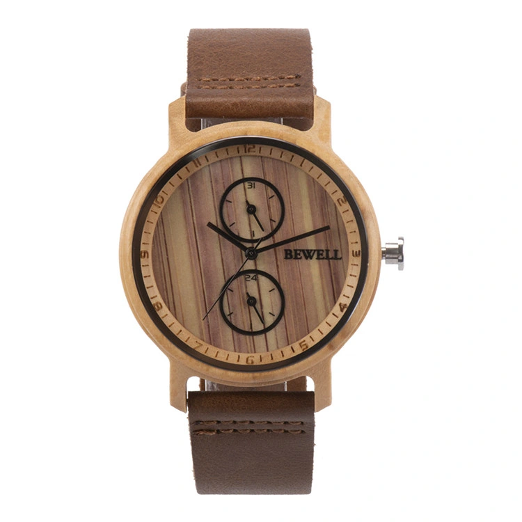 Wholesale/Supplier Personalized Gifts Multifunctional Nature Bamboo Wooden Watch with Leather Strap