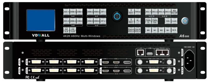 Vdwall Customized A6000 4K Multi-Window Mosaic Processor