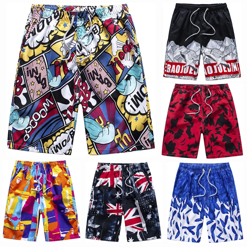 Nuevo Original Casual de alta calidad de los hombres verano tubo recto Floral tejido Vacaciones de playa Playa pantalones cortos pantalones