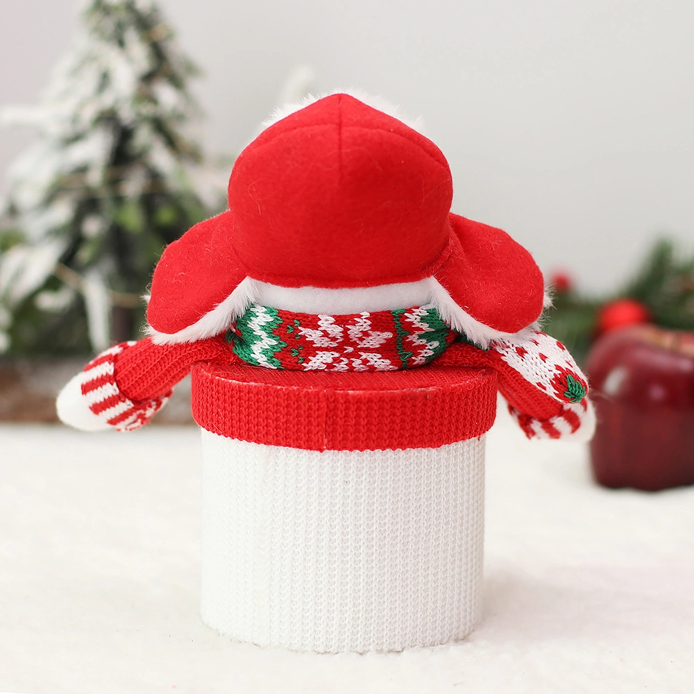 2023 Fashion Cute Christmas Plush Candy Apple Container Sugar Storage Box Santa Snowman Stuffed Toll Covers for Xmas Decoration