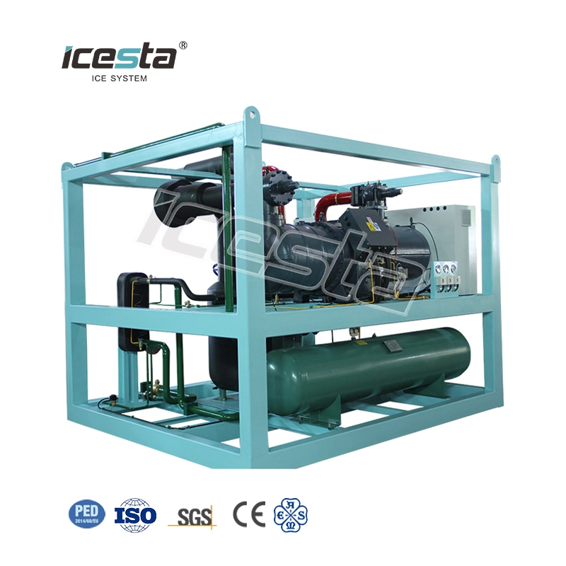 Machine à glace industrielle Icesta Brine Direct Cooling personnalisée de 20t, 25t, 30t, 40t, 50t et 100t.