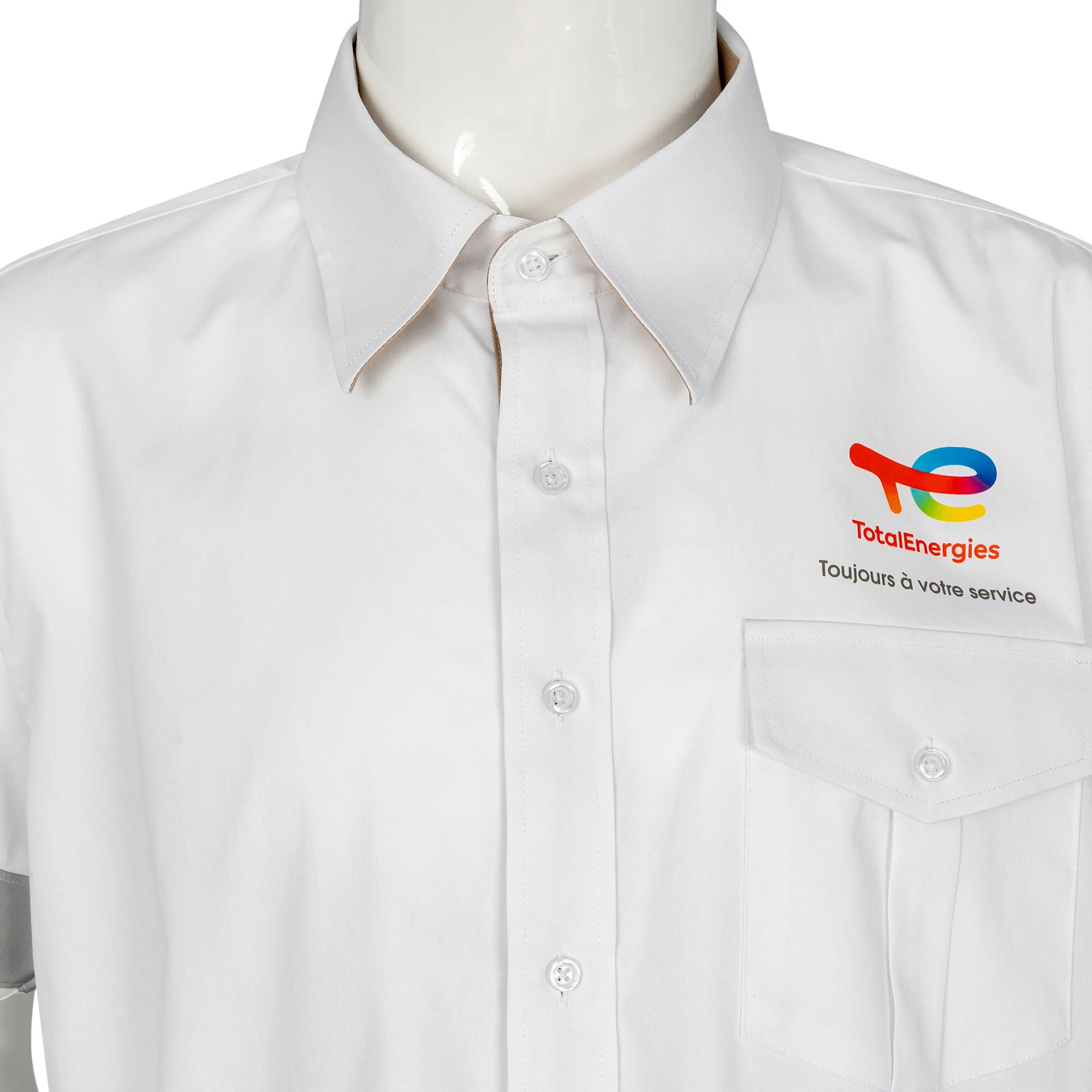 Custom Durable Cotton CVC Shop Staff Dress Shirts with Reflective Safety Belt