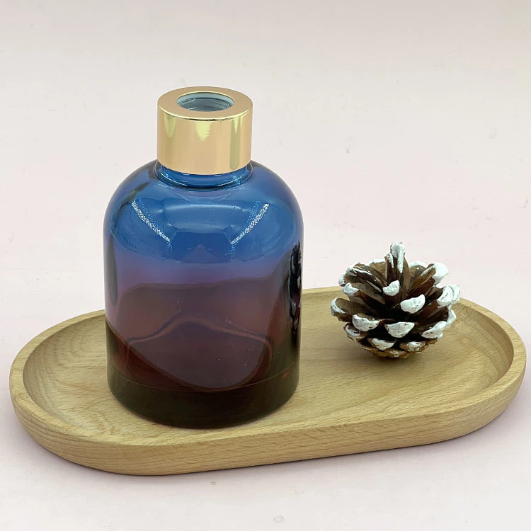 Most Popular 160ml Blue and Purple Round Home Decoration Packaging Glass Reed Diffuser Bottle with Screw Cap