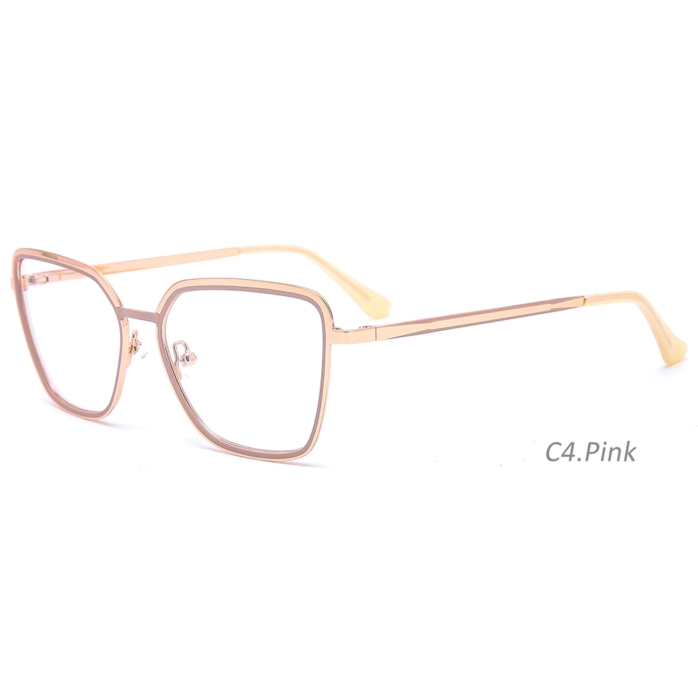 Private Label Ready Stock Ladies Alloy Eyewear Slim Pink Metal Eyeglasses Frames