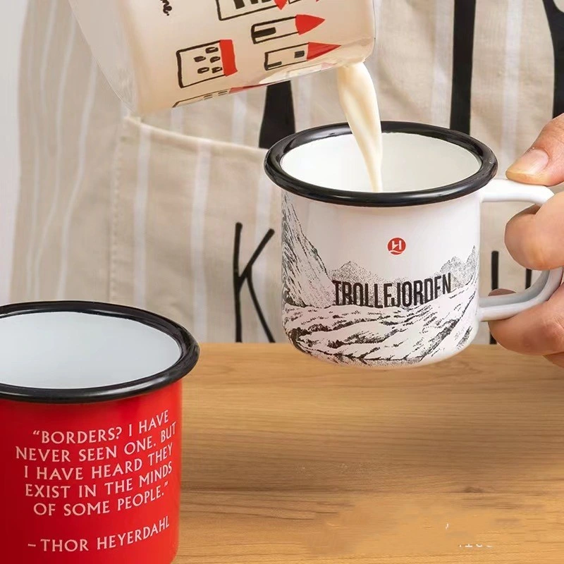 Fabrik Direkt Verkauf Verdickte Nostalgische Emaille Becher Kreative Geschenk-Becher Emaille-Zylinderbecher Custom Logo