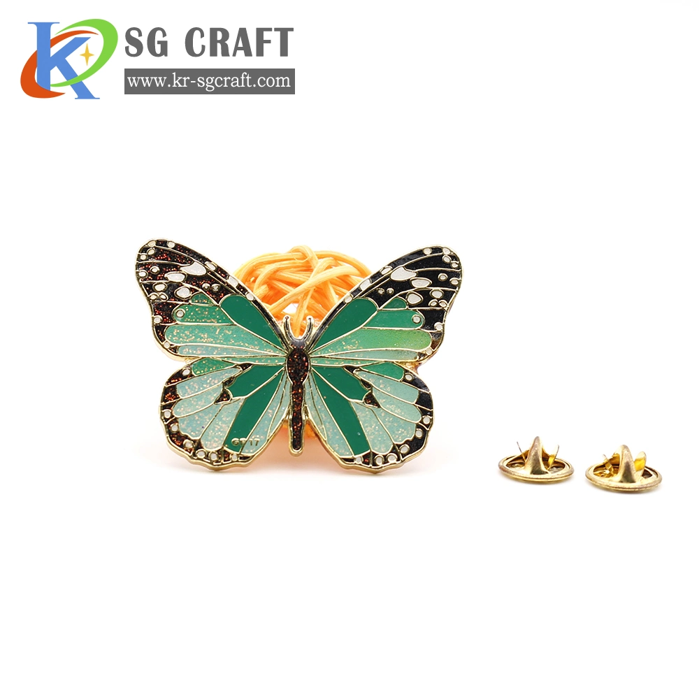 Beau papillon broche professionnel personnalisé de l'émail plaqué or de l'épinglette métal anniversaire Art Craft Nom d'emblème moderne d'un insigne pour/de la promotion de souvenirs