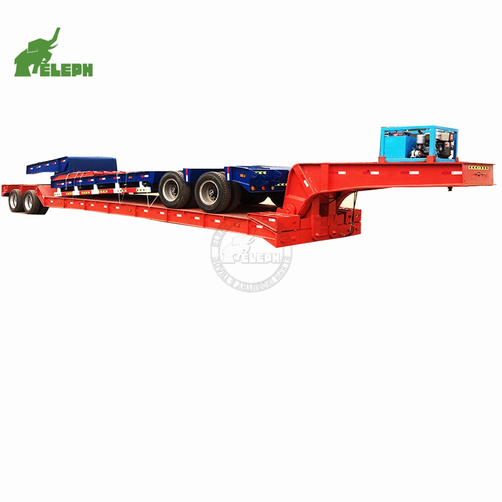 100ton Hydraulic Front Loading Removable Folding Hydraulic Gooseneck Detachable Lowbed Semi Trailer Lowboy Trailers for Sale