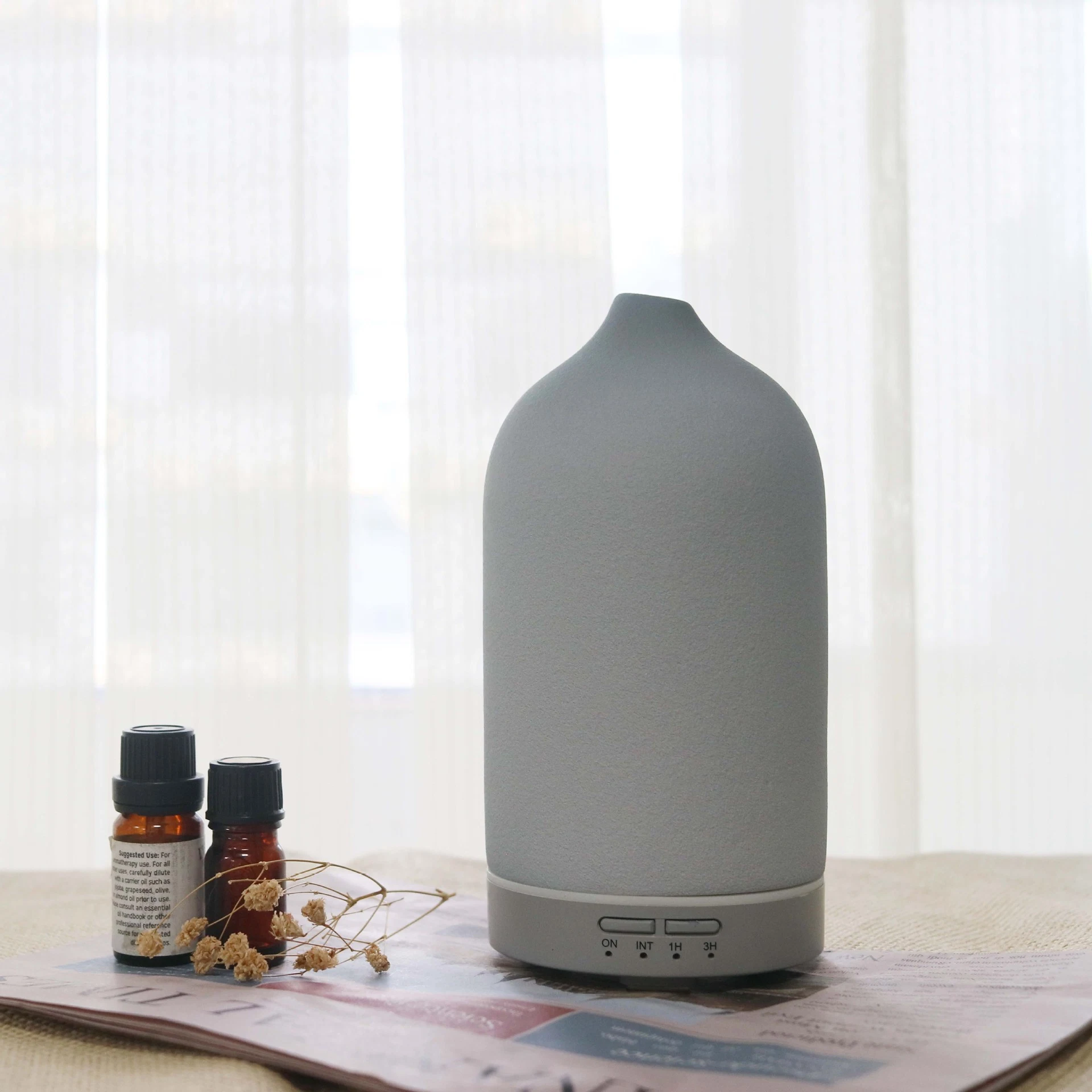 Gris 120ml Ceramic Aromaterapia máquina Difusora de aceite esencial Humidificador de hogar