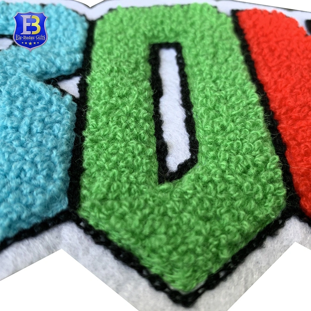 Custom High quality/High cost performance  Colorful Towel Chenille Embroidered Patch No Minimum with Factory Price