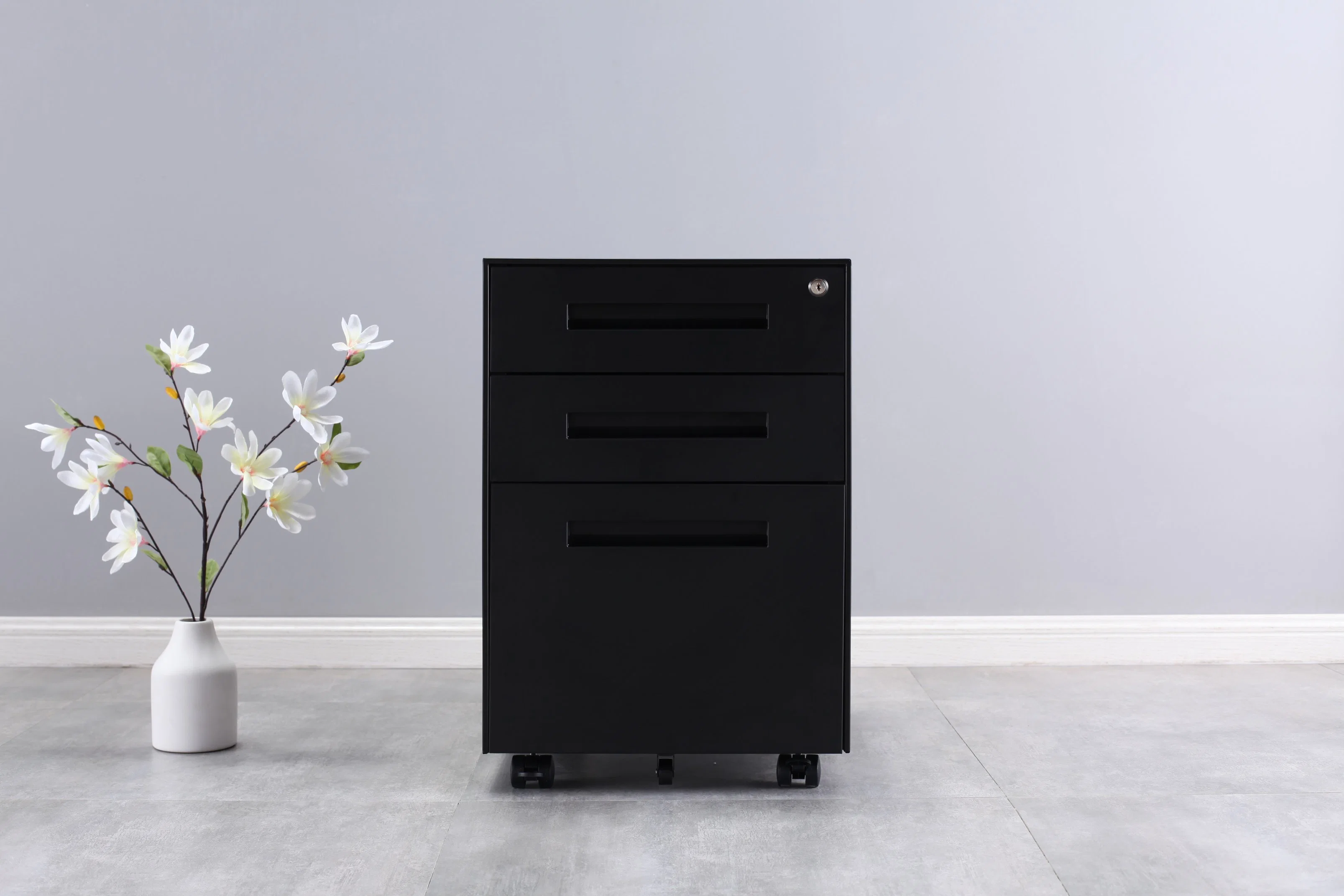 Modern Design Black Color 3 Drawer Pedestal Mobile 3 Drawer Cabinet for Storage