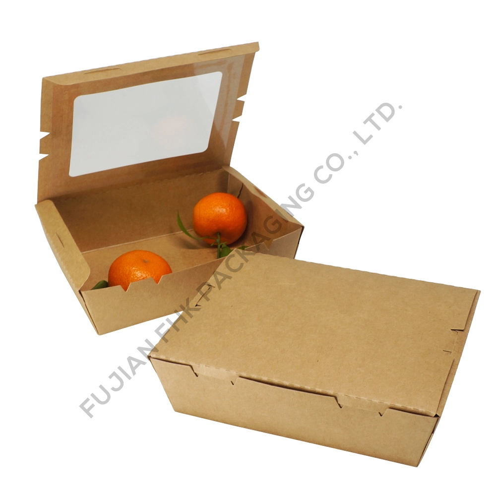 Packaging Food Printing Container Salad Fruit Take Away Box Lunch Box Kraft Paper