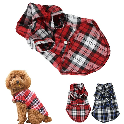 Pet Dog Clothes for Small Dog Spring/Summer Fashion Plaid Shirt Clothes