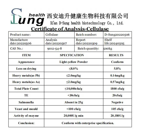 Food Grade CAS 9012-54-8 Cellulase Neutral Cellulase Enzyme Powder Cellulase