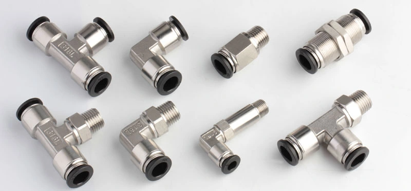 Made in China Push to Connector Stainless Steel Plastic Sleeve Union Elbow (SSPV6) Pneumatic Air Pipe Fitting Plastic Cap Connector